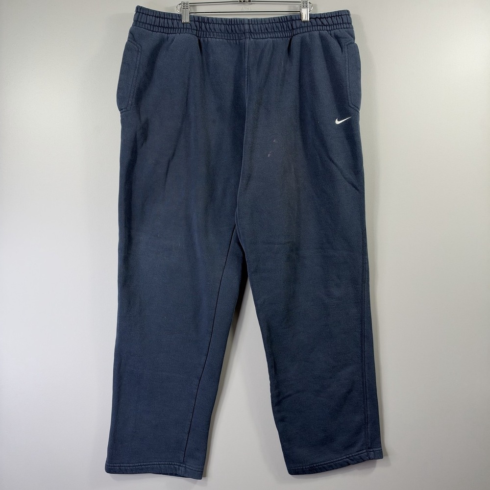 Y2K Nike Sweatpants Mens XL Baggy Blue Fleece Elastic Waist Pockets Relaxed Fit
